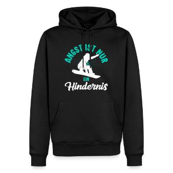 Snowboard Freestyler Angst ist nur ein Hindernis - Männer Premium Bio Hoodie - Schwarz - Vorne - Nico (187cm)