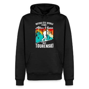 Unterschätze Niemals einen Alten Mann mit - Männer Premium Bio Hoodie - Schwarz - Vorne - Nico (187cm)