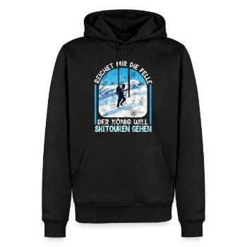 Skibergsteigen Der König will Skitouren Gehen - Männer Premium Bio Hoodie - Schwarz - Vorne - Nico (187cm)