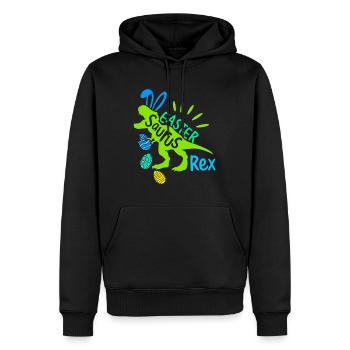 Funny Easter Saurus Rex Hunting Egg T-Rex Bunny - Men’s Premium Organic Hoodie - black - Front - Nico (187cm)
