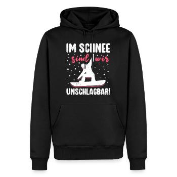 Snowboard Mädchen Im Schnee sind wir Unschlagbar! - Männer Premium Bio Hoodie - Schwarz - Vorne - Nico (187cm)