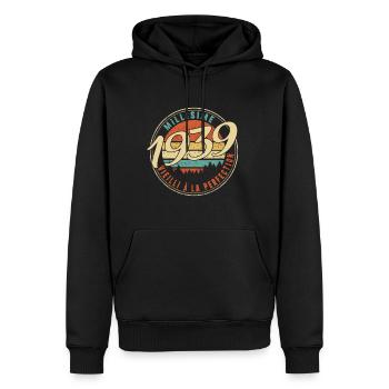 Millésime 1939 Vieilli À La Perfection Humour T - Men’s Premium Organic Hoodie - black - Front - Nico (187cm)