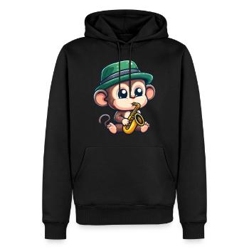 Jazz-Schimpanse mit Saxophon - Männer Premium Bio Hoodie - Schwarz - Vorne - Nico (187cm)