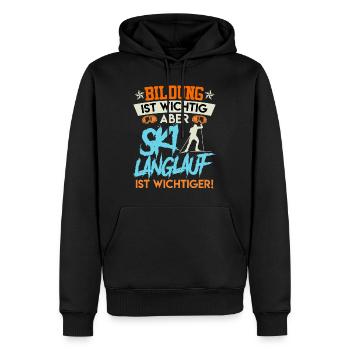 Langläufer Bildung ist Wichtig aber Ski Langlauf - Männer Premium Bio Hoodie - Schwarz - Vorne - Nico (187cm)