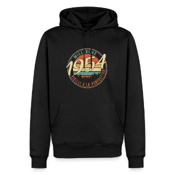 Millésime 1954 Vieilli À La Perfection Humour T - Men’s Premium Organic Hoodie - black - Front - Nico (187cm)
