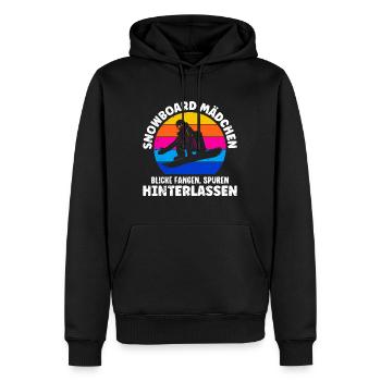 Snowboard Mädchen Blick Fangen Spuren hinterlassen - Männer Premium Bio Hoodie - Schwarz - Vorne - Nico (187cm)