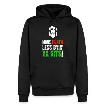 More Fighting Less Dying Ork Tabletop Wargaming - Men’s Premium Organic Hoodie - black - Front - Nico (187cm)
