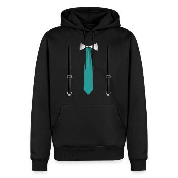 Lustige grüne Krawatte mit schwarzen Hosenträgern Perfekt - Männer Premium Bio Hoodie - Schwarz - Vorne - Nico (187cm)