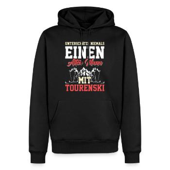 Unterschätze Nie einen Alten Mann mit Tourenski - Männer Premium Bio Hoodie - Schwarz - Vorne - Nico (187cm)