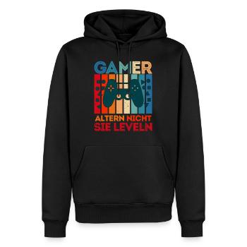 Gamers Don't Age Them Leveling B-Day Video Players - Men’s Premium Organic Hoodie - black - Front - Nico (187cm)