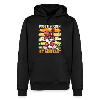 Videospiele Pssst! Zocken ist Angesagt Vide Gamer - Männer Premium Bio Hoodie - Schwarz - Vorne - Nico (187cm)