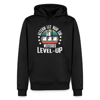 Retro Gamer Altern ist nur ein Weiteres Level Up - Männer Premium Bio Hoodie - Schwarz - Vorne - Nico (187cm)