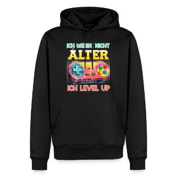 Video Spieler Retro Werde nicht Älter Ich Level Up - Männer Premium Bio Hoodie - Schwarz - Vorne - Nico (187cm)
