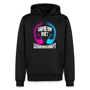 Gamerin mit Leidenschaft Headphones Video Spiele - Männer Premium Bio Hoodie - Schwarz - Vorne - Nico (187cm)