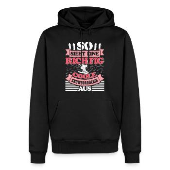 So Sieht eine Richtig Coole Snowboarderin aus - Männer Premium Bio Hoodie - Schwarz - Vorne - Nico (187cm)