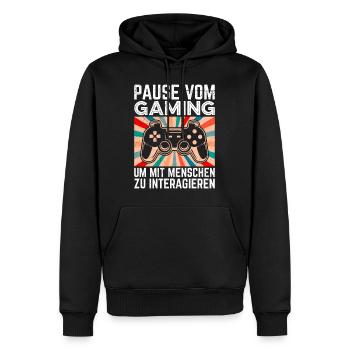 Video Spieler Pause vom Gaming Controller Video - Männer Premium Bio Hoodie - Schwarz - Vorne - Nico (187cm)
