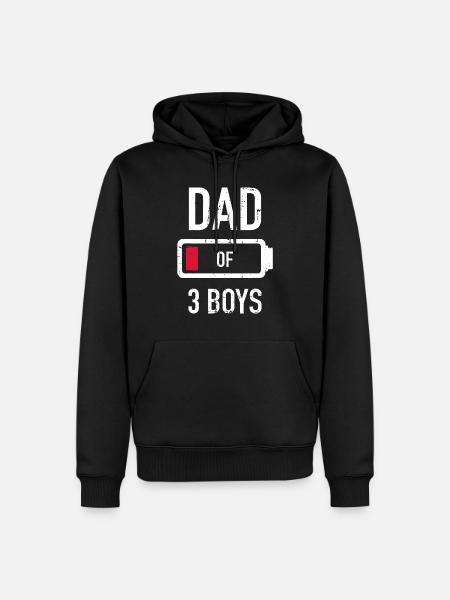 Far til 3 tre drenge gave med lavt batteri til fars - Herre Premium økologisk hoodie - sort