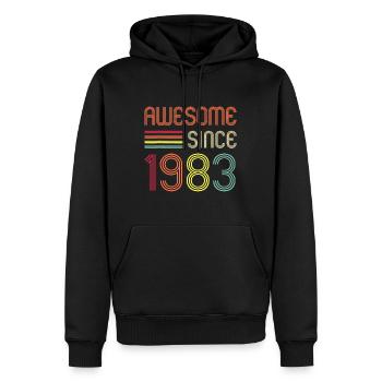 Awesome Since 1983 40th Birthday Retro - Men’s Premium Organic Hoodie - black - Front - Nico (187cm)