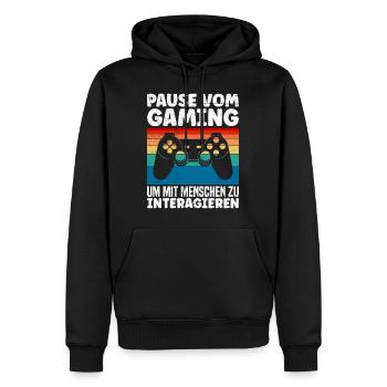Video Spieler Pause vom Gaming Controller Video - Männer Premium Bio Hoodie - Schwarz - Vorne - Nico (187cm)