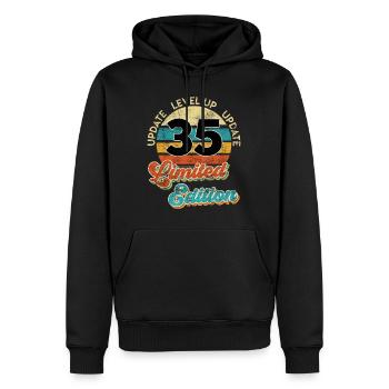 Mise à jour du lecteur vidéo35 ans de B-Day - Sweat à capuche Premium bio Homme - noir - Devant - Nico (187cm)