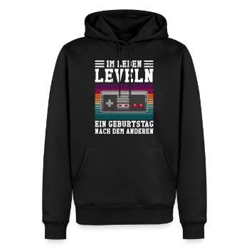 B-Day Im Leben Leveln Ein Bday Nach dem Andern - Männer Premium Bio Hoodie - Schwarz - Vorne - Nico (187cm)