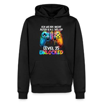Level 35 Unlocked B-Day 35 Jahre Videospiel - Männer Premium Bio Hoodie - Schwarz - Vorne - Nico (187cm)