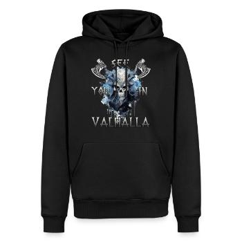 Walhalla Krieger das Geschenk für Berserker-Fans - Männer Premium Bio Hoodie - Schwarz - Vorne - Nico (187cm)
