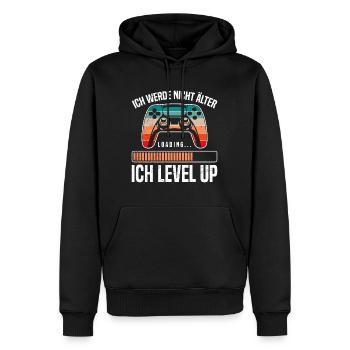 Retro Gamer B-Day Werde nicht Älter Ich Level Up - Männer Premium Bio Hoodie - Schwarz - Vorne - Nico (187cm)