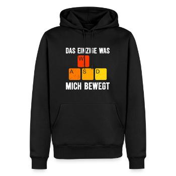 Video Spieler Gaming PC Tastatur Was mich Bewegt - Männer Premium Bio Hoodie - Schwarz - Vorne - Nico (187cm)