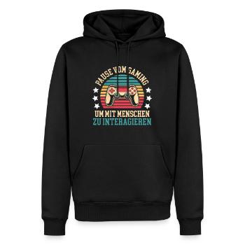 Video Spieler Pause vom Gaming Controller Video - Männer Premium Bio Hoodie - Schwarz - Vorne - Nico (187cm)