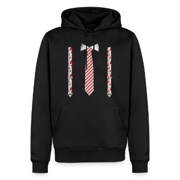Cravate de Noël festif et bretelles drôle de Noël - Sweat à capuche Premium bio Homme - noir - Devant - Nico (187cm)