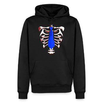Skelett mit blauer Krawatte Lustiges Halloween-Design - Männer Premium Bio Hoodie - Schwarz - Vorne - Nico (187cm)