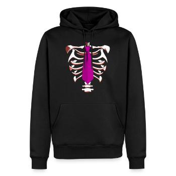 Skelett mit rosa Krawatte Lustiges Halloween-Design - Männer Premium Bio Hoodie - Schwarz - Vorne - Nico (187cm)