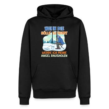 Eisfischen Wenn die Hölle Zufriert Eisangel - Männer Premium Bio Hoodie - Schwarz - Vorne - Nico (187cm)