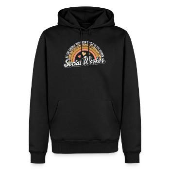 Social Worker Shirt, Sei die Veränderung, die du dir wünschst - Männer Premium Bio Hoodie - Schwarz - Vorne - Nico (187cm)