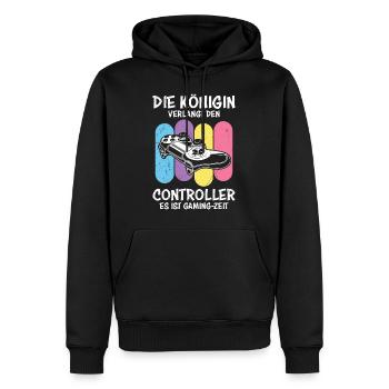 Zocken Frauen Die Königin verlangt den Controller - Männer Premium Bio Hoodie - Schwarz - Vorne - Nico (187cm)