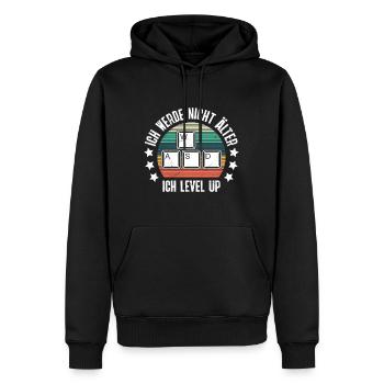 Retro Gamer B-Day Werde nicht Älter Ich Level Up - Männer Premium Bio Hoodie - Schwarz - Vorne - Nico (187cm)