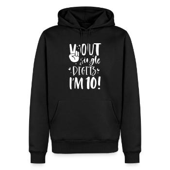 Peace Out Einstellig Ich bin 10 Jahre alt - Männer Premium Bio Hoodie - Schwarz - Vorne - Nico (187cm)