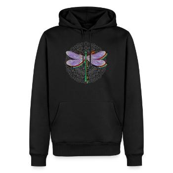Libellule chemise, drôle fleur de Lotus coloré - Sweat à capuche Premium bio Homme - noir - Devant - Nico (187cm)