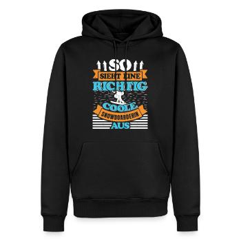 So Sieht eine Richtig Coole Snowboarderin aus - Männer Premium Bio Hoodie - Schwarz - Vorne - Nico (187cm)