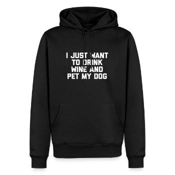 Ich möchte nur Wein trinken und meinen Hund streicheln - Männer Premium Bio Hoodie - Schwarz - Vorne - Nico (187cm)