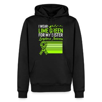 Lymphoma Warrior Shirt, I Wear Lime Green For My - Men’s Premium Organic Hoodie - black - Front - Nico (187cm)
