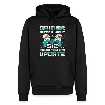 Gamer Altern Nicht Sie Leveln Retro Gamer Zocken - Männer Premium Bio Hoodie - Schwarz - Vorne - Nico (187cm)