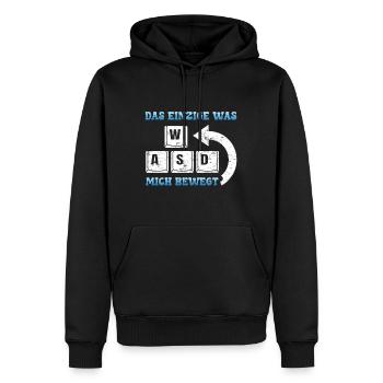 Gamer Das Einzigste Was Mich Bewegt WASD - Männer Premium Bio Hoodie - Schwarz - Vorne - Nico (187cm)