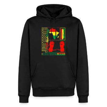 Juneteenth Shirt, Juneteenth Celebrating Black - Men’s Premium Organic Hoodie - black - Front - Nico (187cm)