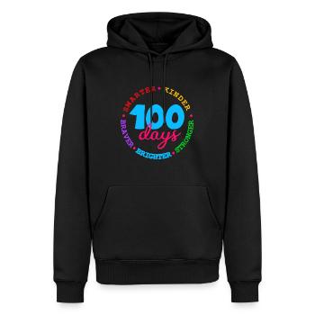 100 Days Smarter Kinder Stronger Brighter Braver - Men’s Premium Organic Hoodie - black - Front - Nico (187cm)