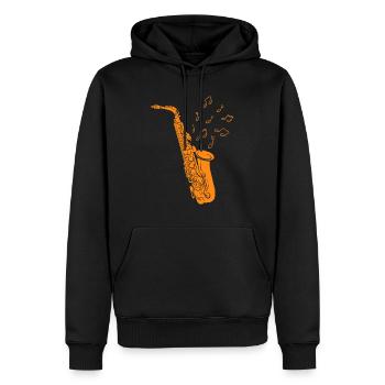 Saxophoniste Notes de musique Saxophoniste Jazz - Sweat à capuche Premium bio Homme - noir - Devant - Nico (187cm)