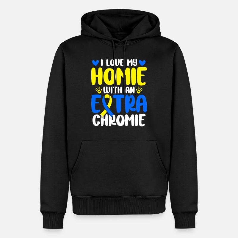 J’aime mon avec le syndrome de Down de Chromie supplémentaire - Sweat à capuche Premium bio Homme - noir