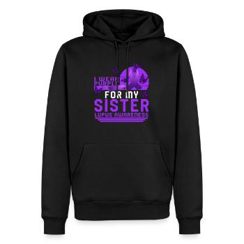 T-shirt de sensibilisation au lupus, je porte du violet pour ma sœur - Sweat à capuche Premium bio Homme - noir - Devant - Nico (187cm)