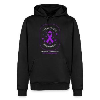 Chemise de sensibilisation au lupus, je porte du violet pour mon - Sweat à capuche Premium bio Homme - noir - Devant - Nico (187cm)